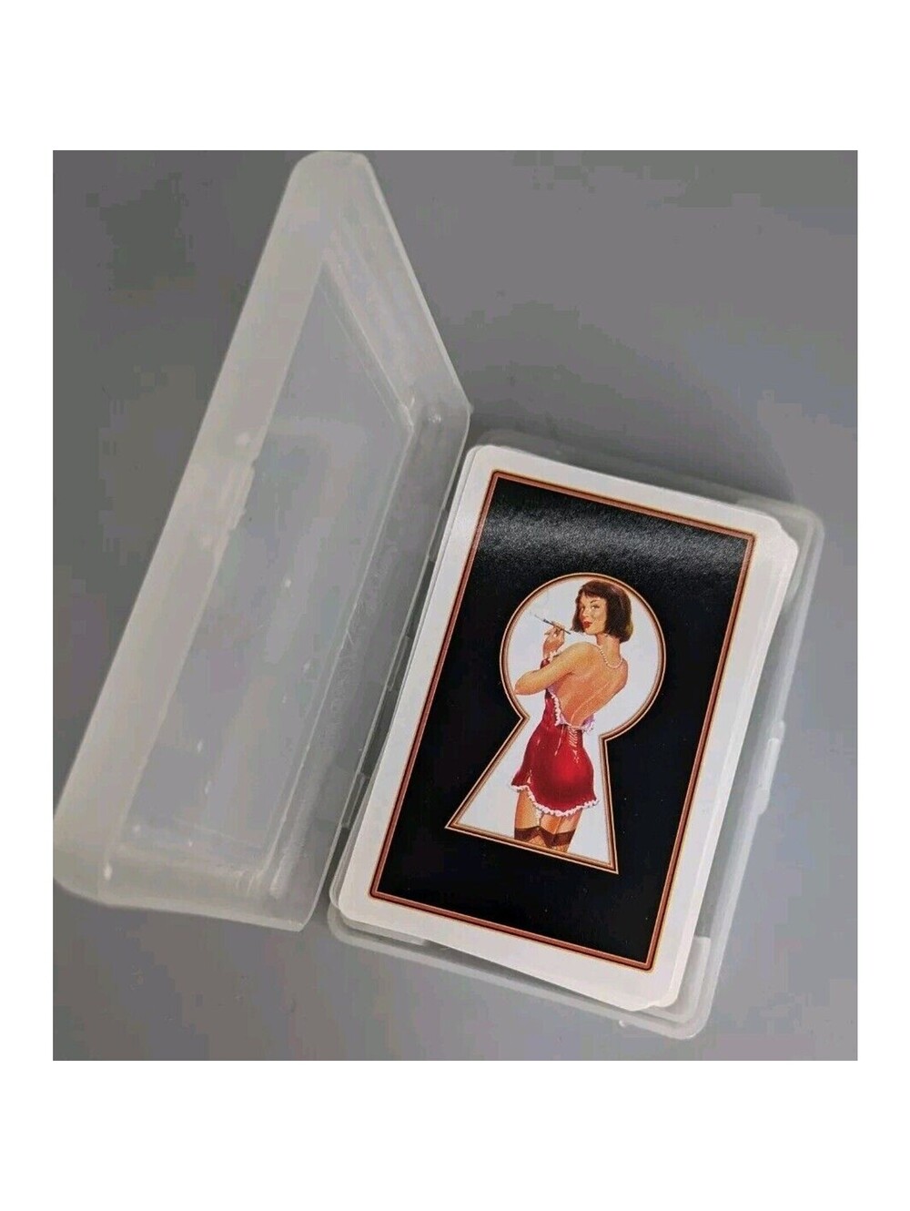 Pin-up Keyhole Playing Cards With Case Pin Up Woman Smoking Cigarette Deck